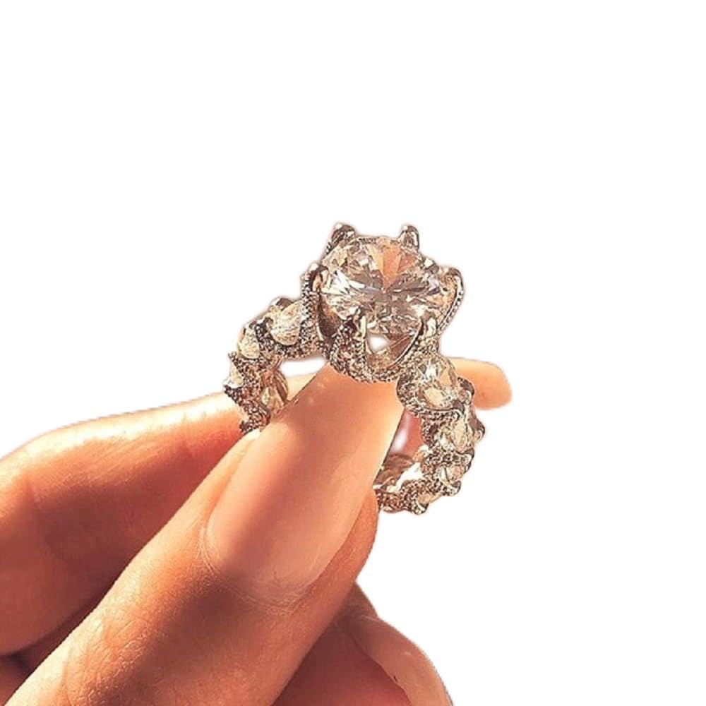 Fashion 925 Sterling Silver CZ Ring, Wedding Band Cubic Zirconia Half Eternity S
