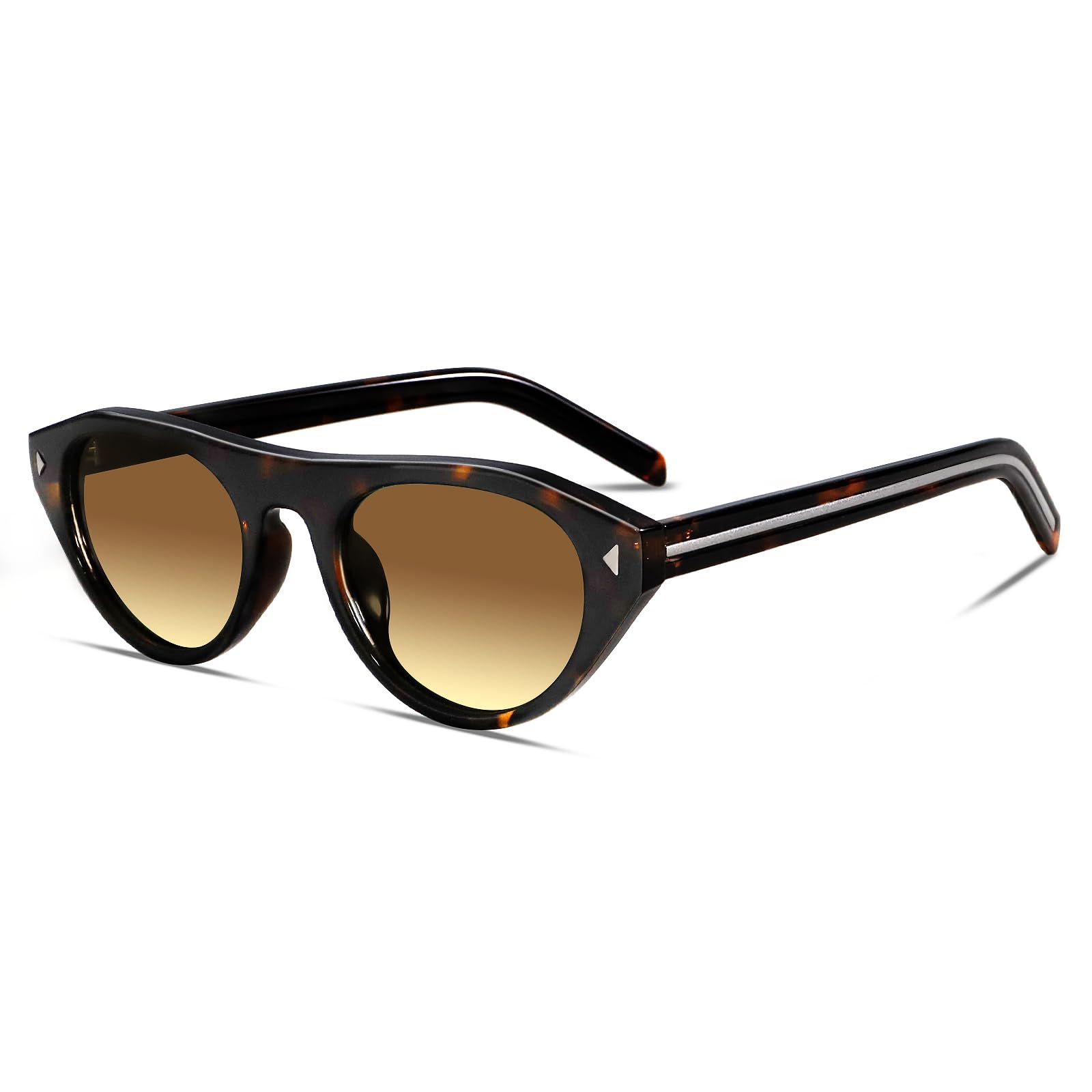 TYA Retro Oval Sunglasses for Women Men Trendy Narrow Shades Vintage Cat Eye UV4