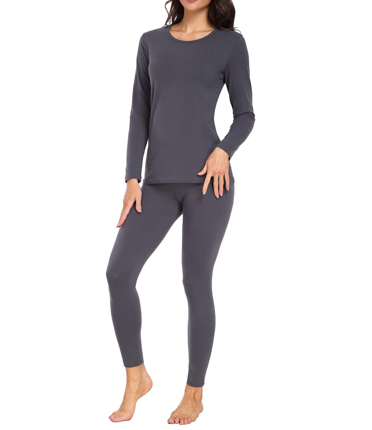 wirarpa Women's Thermal Underwear Set Cotton Base Layer Top & Bottoms