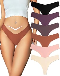 ALL OF ME Pack of 6 Seamless String Thong Women's Underpants Sexy Underwear Lingerie Women Seamless Briefs No Show Underwear Thongs Women Panties Multipack