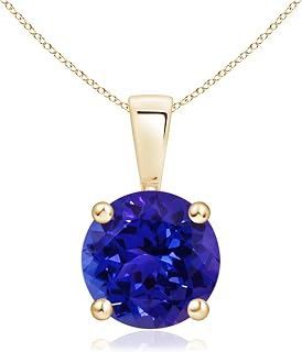 Angara Natural Classic Round Tanzanite Solitaire Pendant/Necklace in Sterling Silver/14K Solid Gold/Platinum for Women | December Birthstone Jewellery for Her | Anniversary,Wedding