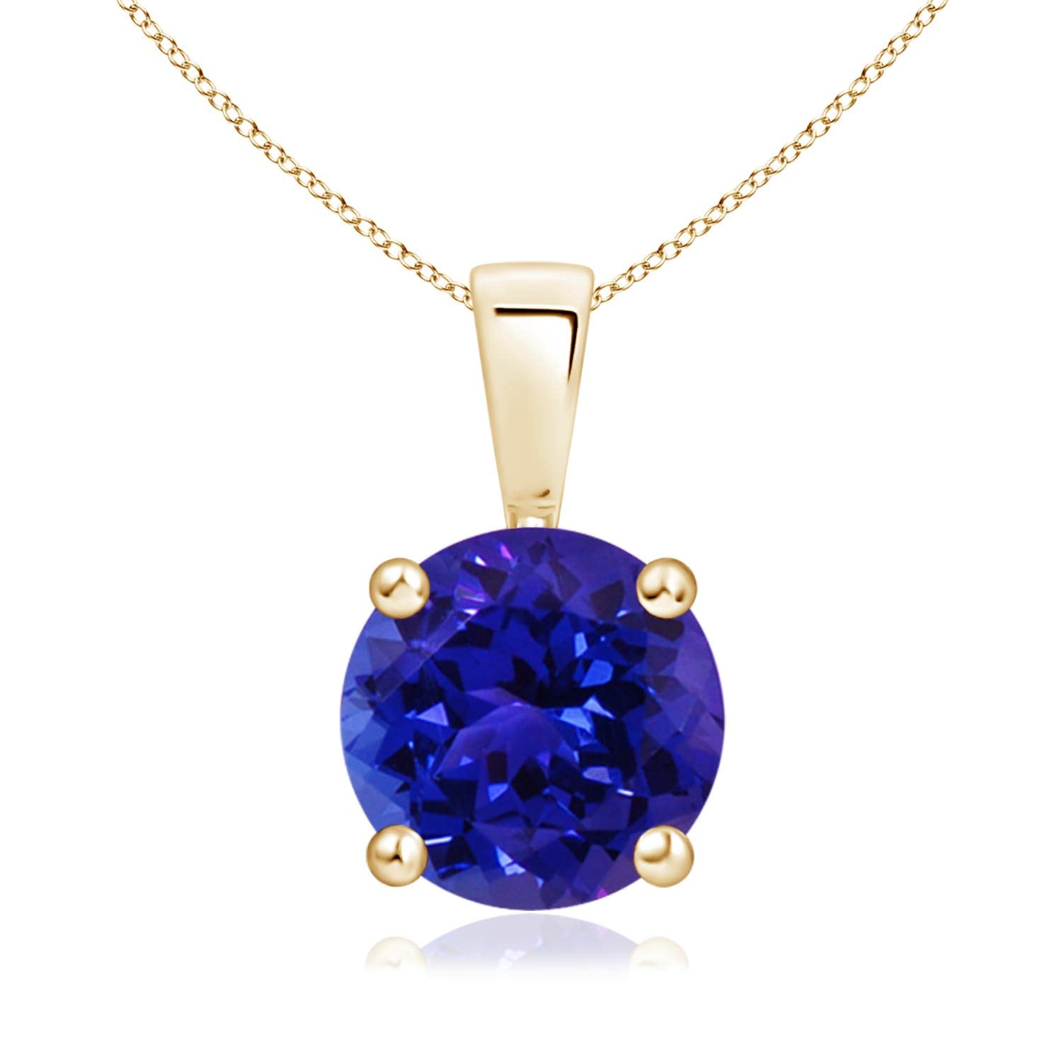 Angara Natural Classic Round Tanzanite Solitaire Pendant/Necklace in Sterling Si