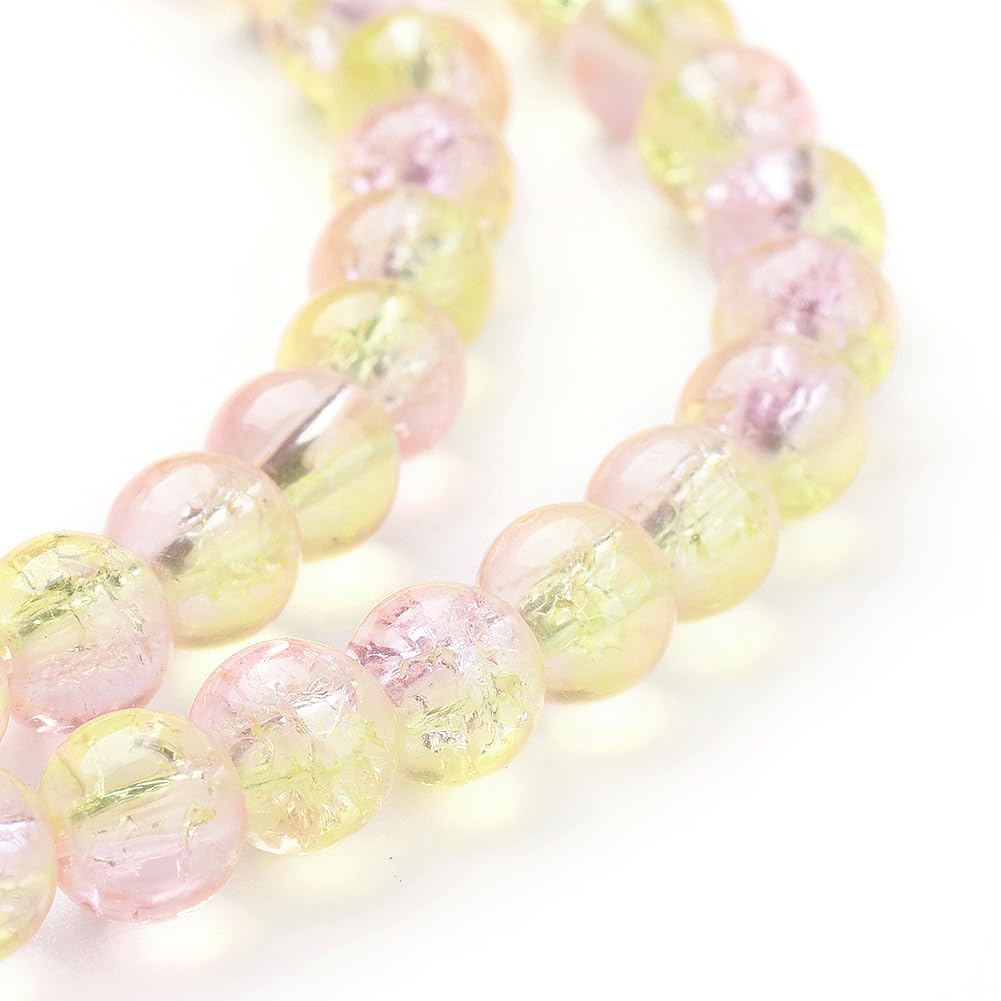 133pcs 6mm Crackle Glass Beads Round Beads for DIY Craft Earrings Necklace Brace
