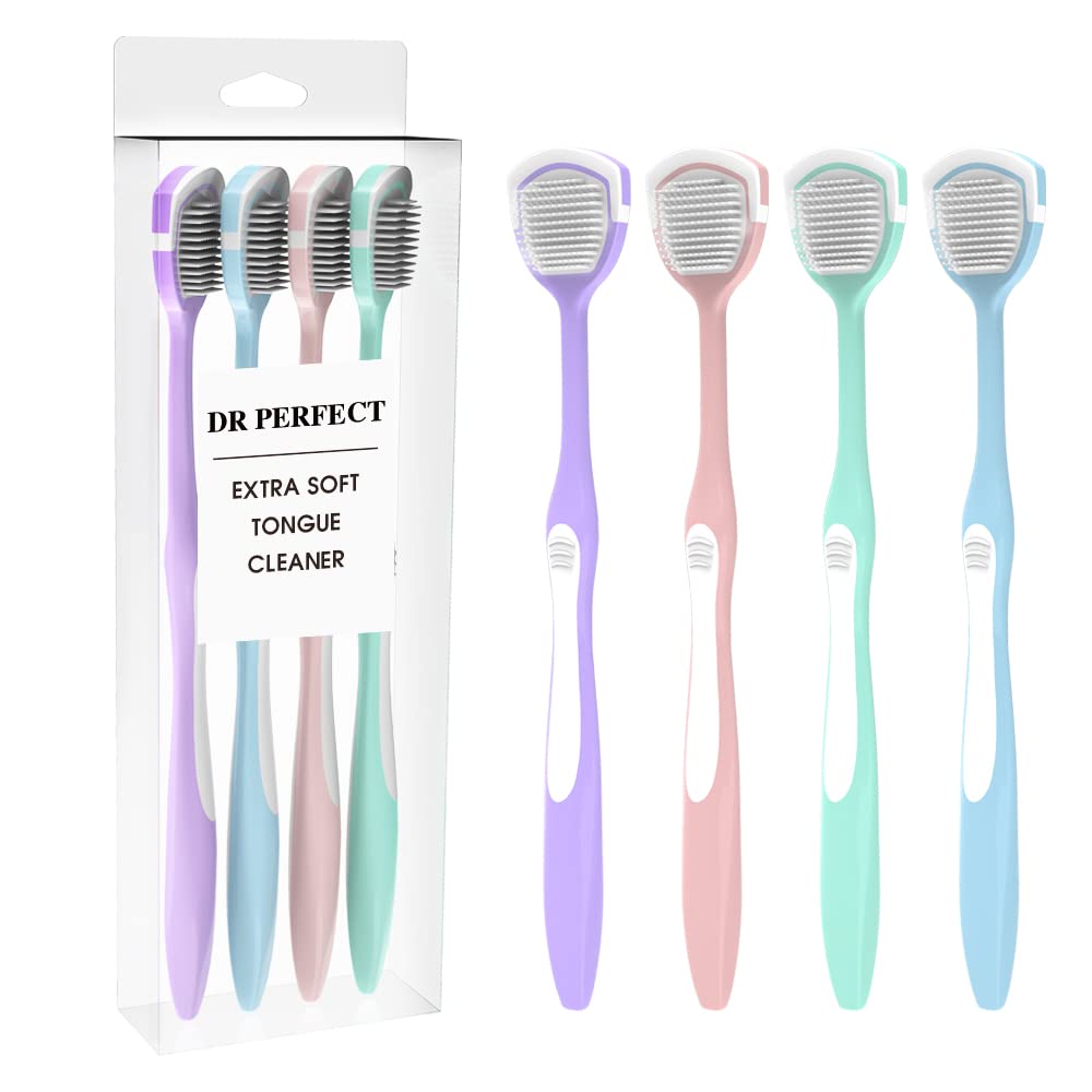 DR PERFECT Soft Tongue Brush Scraper Cleaner Helps Fight Bad Breath Clean Your T