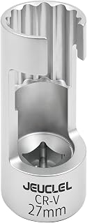 JEUCLEL 27mm 1/2" Drive Diesel Injector Fuel Line Socket, Flare Nut Wrench | Fastener Bent Pipes, Wired Temperature Sensors, EGT Sensor, Thermo Switches, ABS Tubes, Strut Nut Extractor