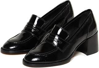 SHODENSE Women Vintage Chunky Heel Loafers Pumps Platform Round Closed Toe Oxford Shoes Burnished Patent Matte Suede Slip On Dress Loafer Block Stacked Heels Office Formal Work Business 4-11 M US