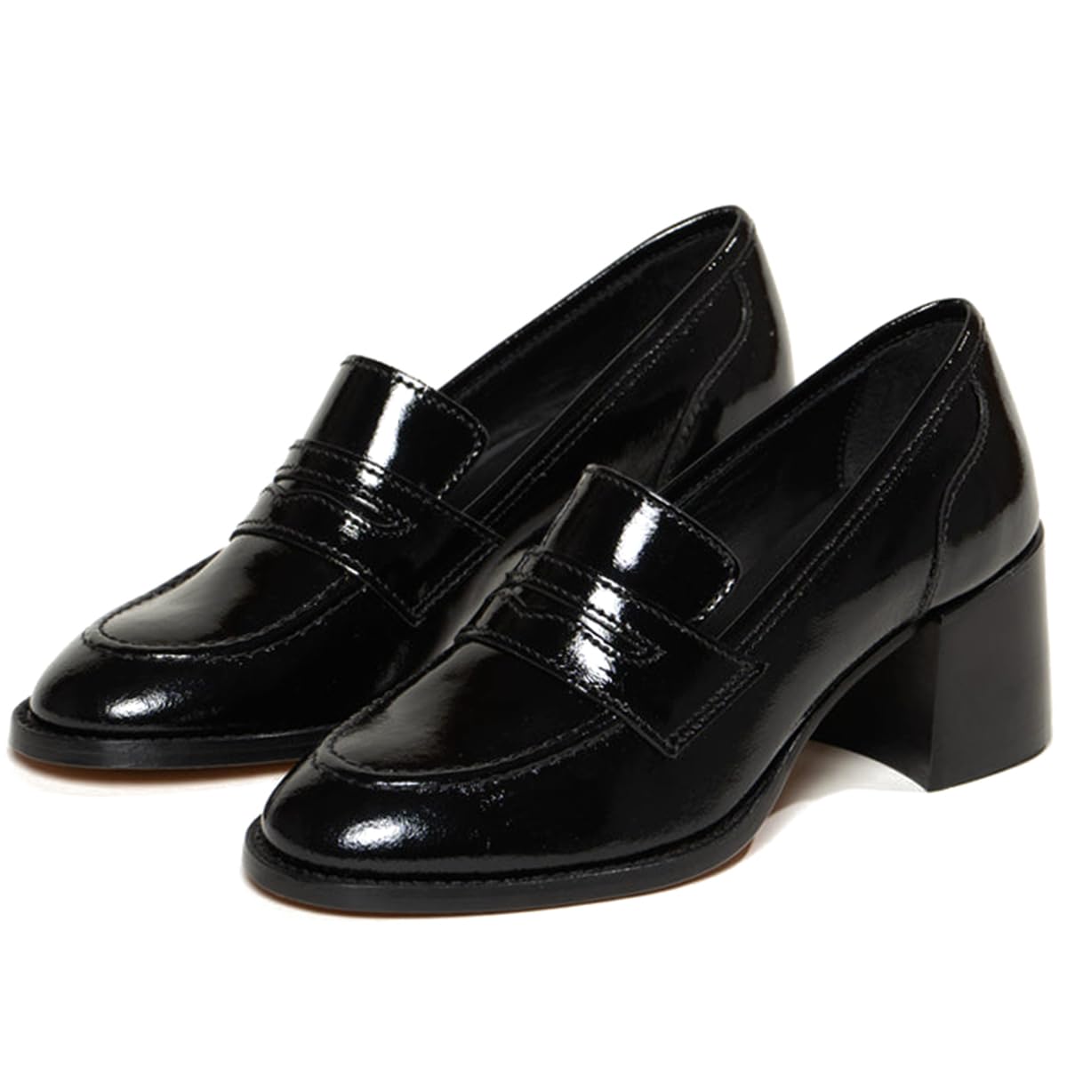 SHODENSE Women Vintage Chunky Heel Loafers Pumps Platform Round Closed Toe Oxfor