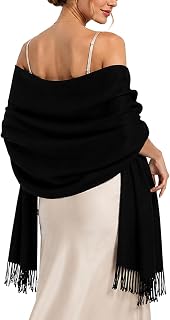 RIIQIICHY Women's Fringe Shawl Wrap Pashmina Scarf for Wedding Evening | Soft Lightweight Fabric with Elegant Drape, Comfortable Feel; Wedding, Bridesmaid, Party, Travel and Formal Wear