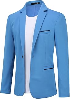 Allthemen Men's Blazer Suit Jacket Slim Fit One Button Jacket