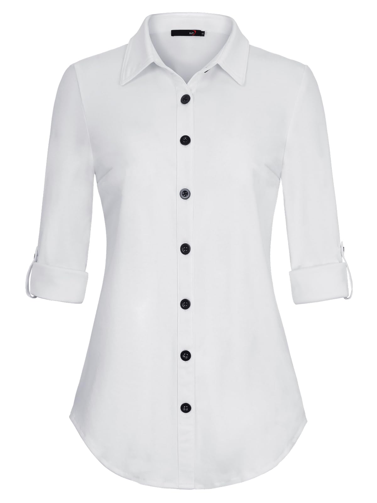 DJT Womens Button Down Shirts Fall Tops Soft Knitted Stretchy Roll Up Long Sleev