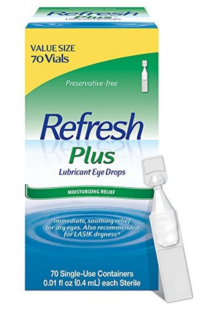 REFRESH PLUS Lubricant Eye Drops Preservative-Free Artificial Tears, 0.01 fl oz 