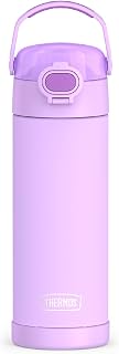 THERMOS FUNTAINER Water Bottle with Spout, 16oz, Neon Purple | Kids Stainless Steel Insulated Water Bottle, Keeps Drinks Cold Longer for School & Play, BPA-Free