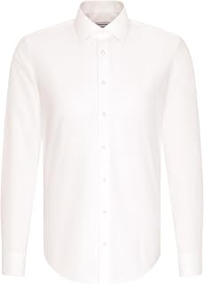 Seidensticker Men's Business Shirt Slim Fit Wrinkle Resistant Kent Collar Extra Long Sleeve Shirt 100% Cotton