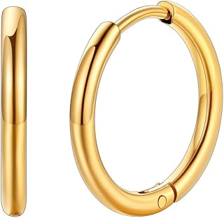 FaithHeart Stainless Steel Black/Silver/Gold Hoop Earrings for Men - Hypoallergenic Small Huggie Hoop Earrings Lightweight Sleeper Earrings Waterproof Cartilage Piercing Jewelry Gift 7-16mm