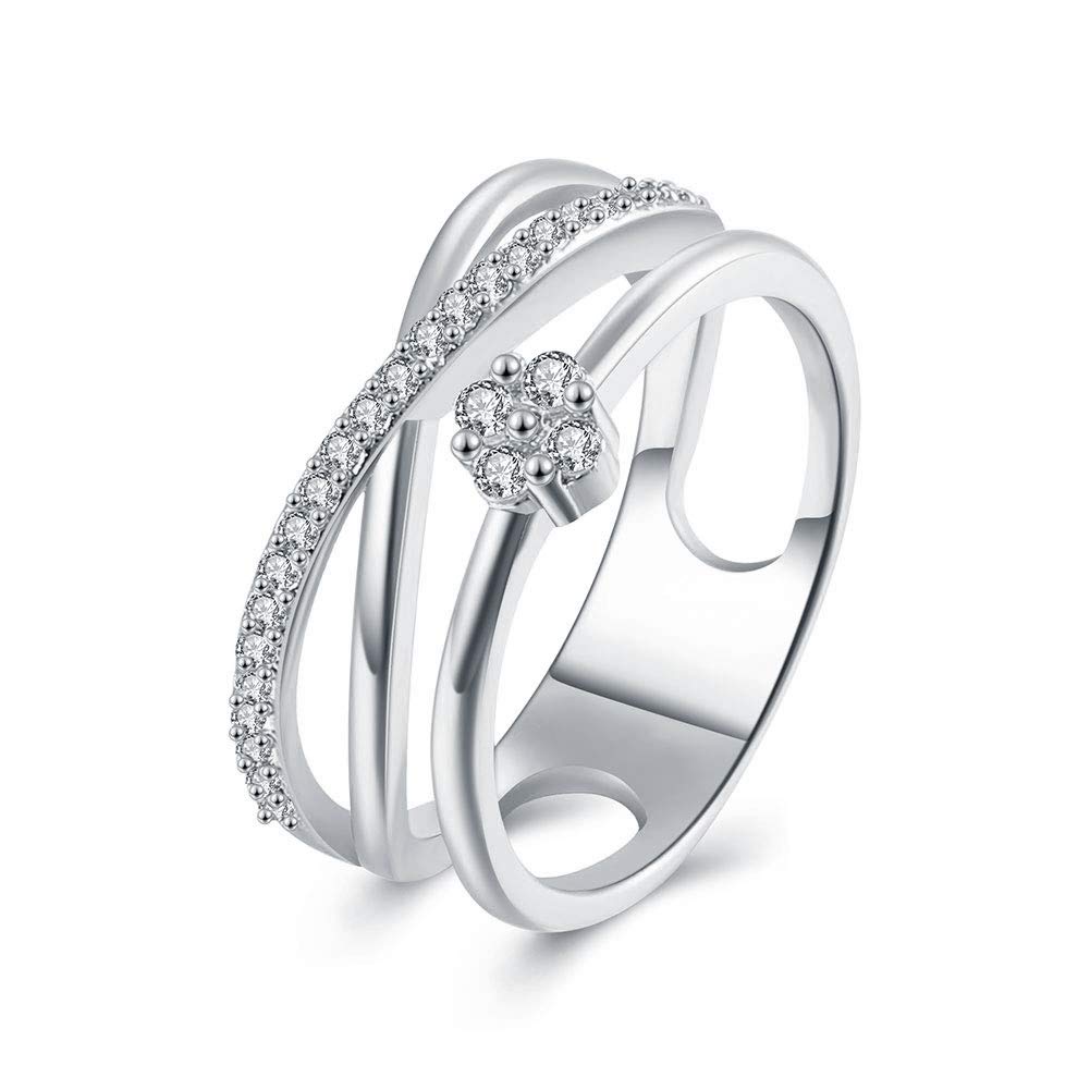 Rockyu Women's Ring, 18K Pink Gold, Sparkling, Stylish, Delicate Design, Jewelry