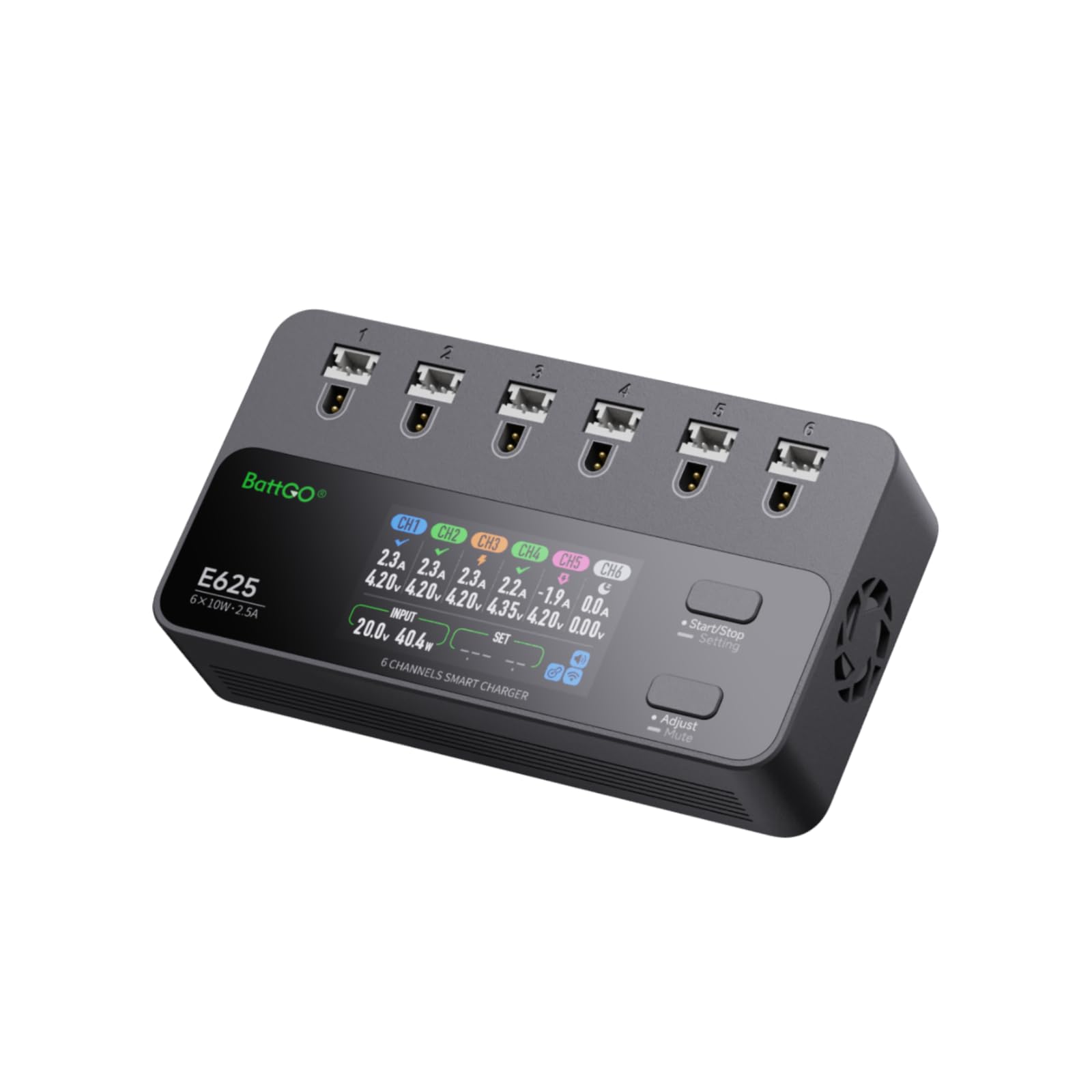 ISDT E625 6-Channel 1S LiHV/LiPo Battery IPS Screen Smart Charger/Discharger, Ty