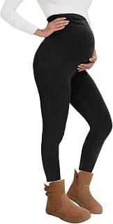 QGGQDD Maternity Thermal Leggings Over Bump with Belly Support for Women UK | Fleece Lined Pregnancy Pants with High Waist Soft Stretch Shaping for Yoga Workouts Warming effect in Winter