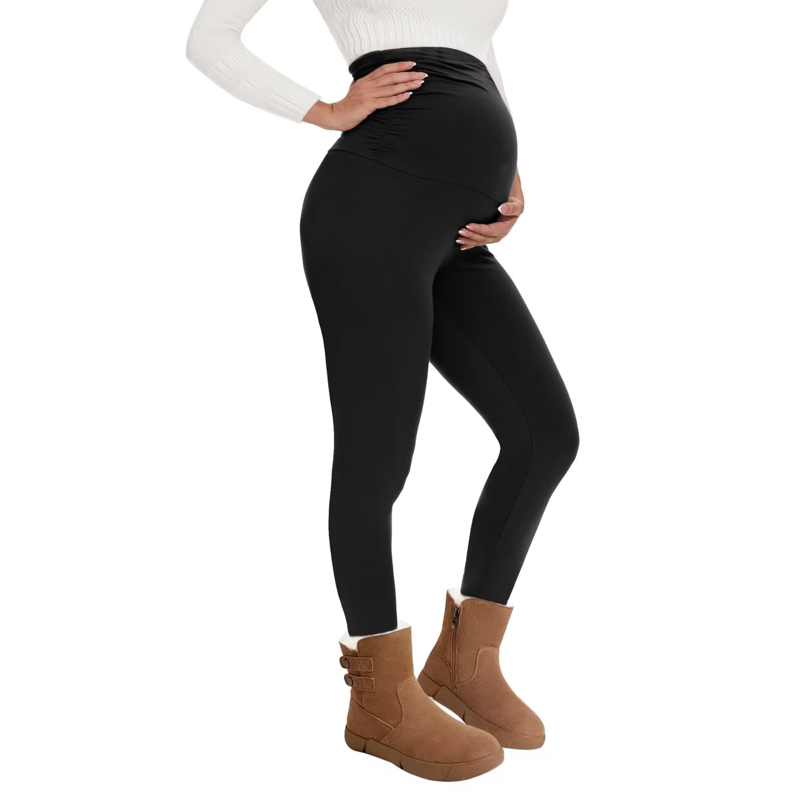QGGQDD Maternity Thermal Leggings Over Bump with Belly Support for Women UK | Fl