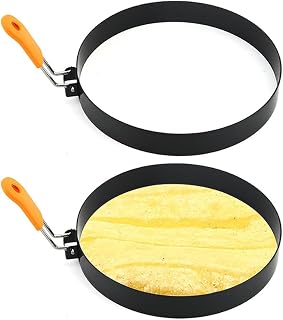 Pack of 2 Round Egg Rings for Breakfast and Home 6 Inch Round Rings for Frying and Shaping Eggs, Egg Molds