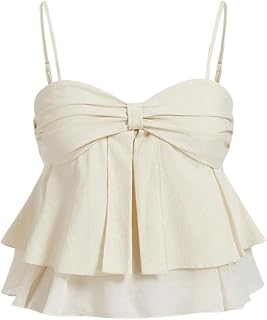 WDIRARA Women's Ruffle Hem Peplum Top Sweetheart Neck Babydoll Cami Tops