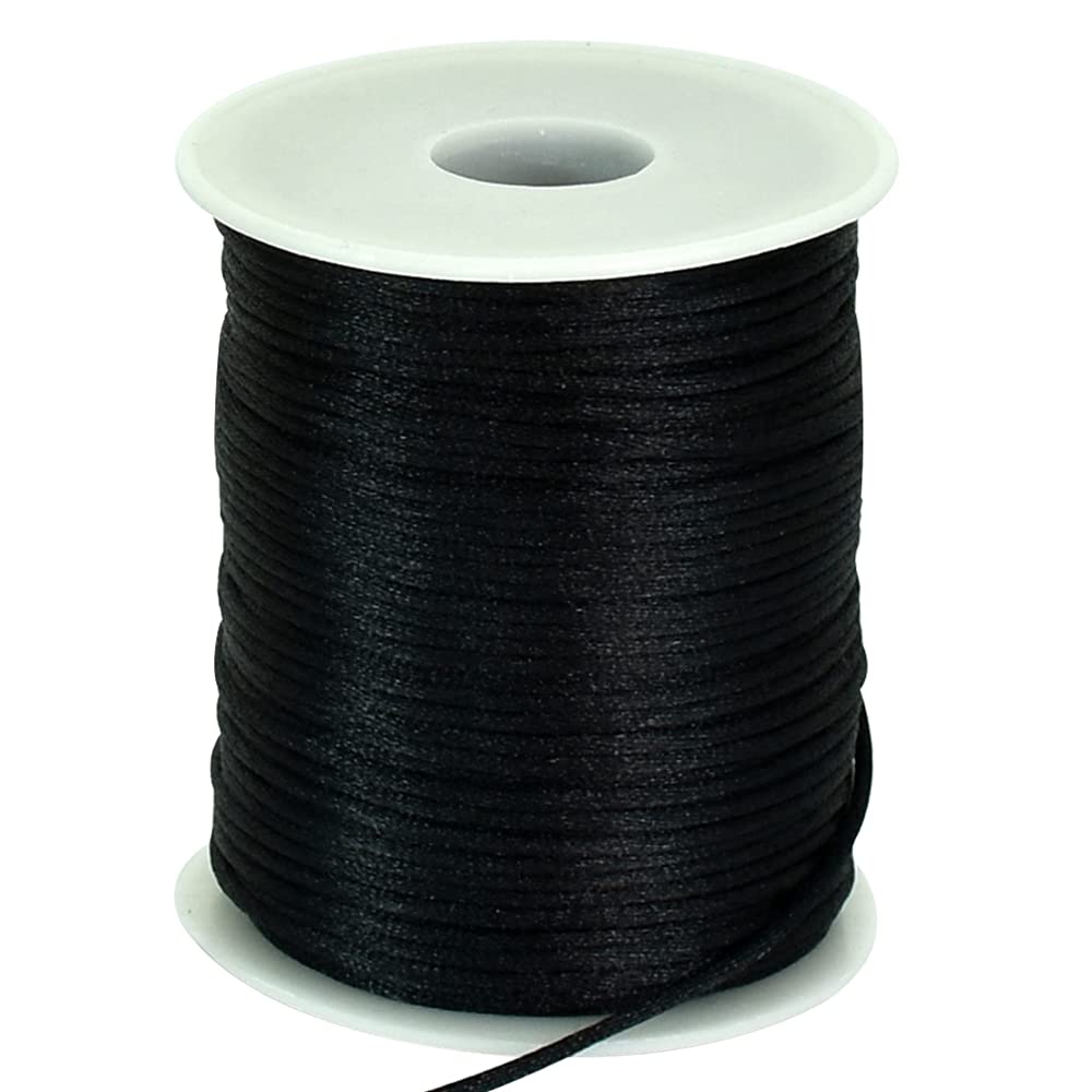 TONIFUL 2mm x 110 Yards Black Nylon Cord Satin String for Bracelet Jewelry Makin