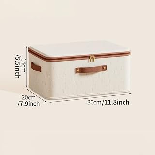 Fabric Storage Box with Zipper Portable Handle for Home Organization Wardrobe Office Travel Storage Container Sturdy and Structured Multi-purpose Storage Container