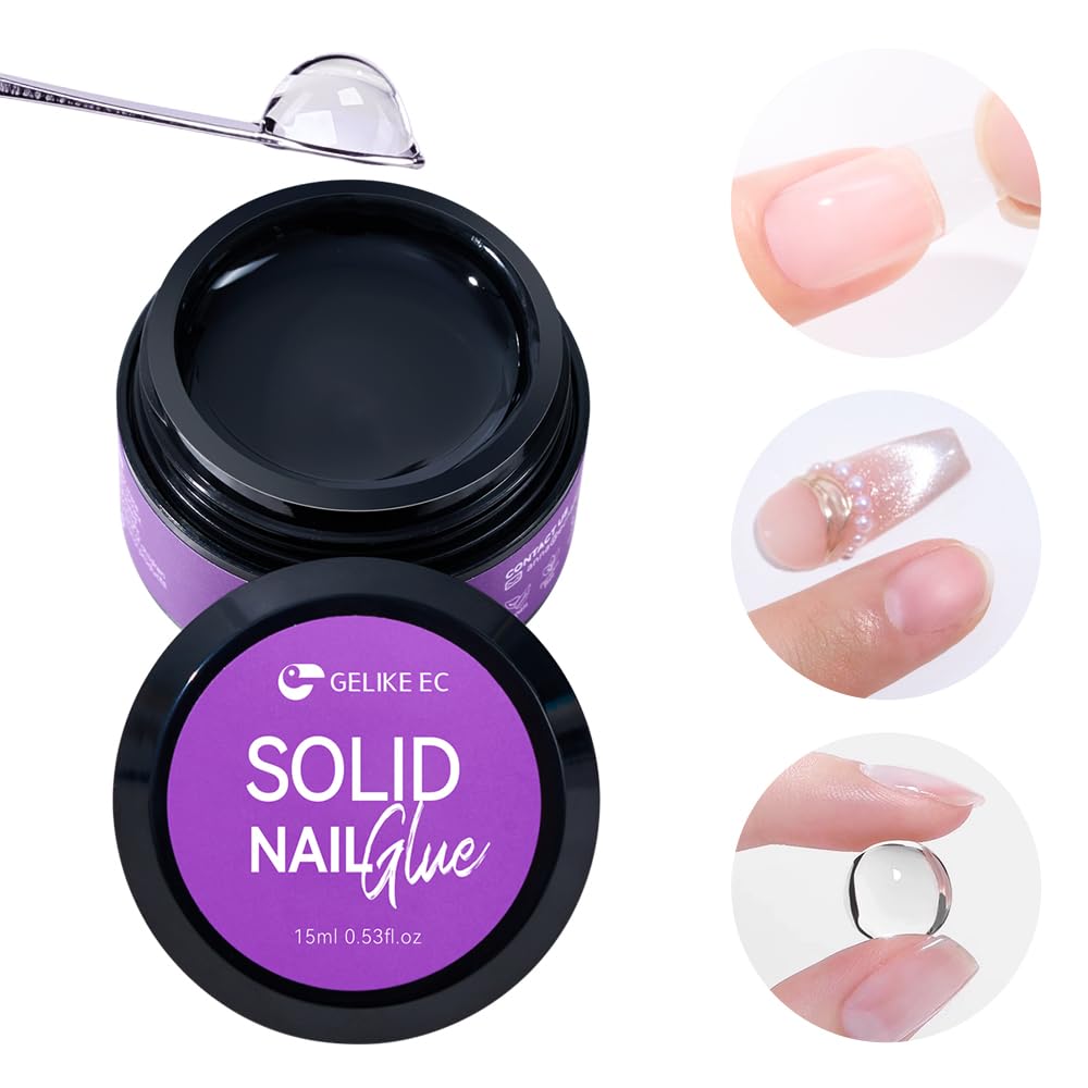 Gelike EC 15 ml Solid UV False Nail Glue for American Capsules, Extra Strong Cle