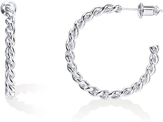 PAVOI 14K Gold Plated Thin Twisted Rope Huggie Hoop Earrings for Women