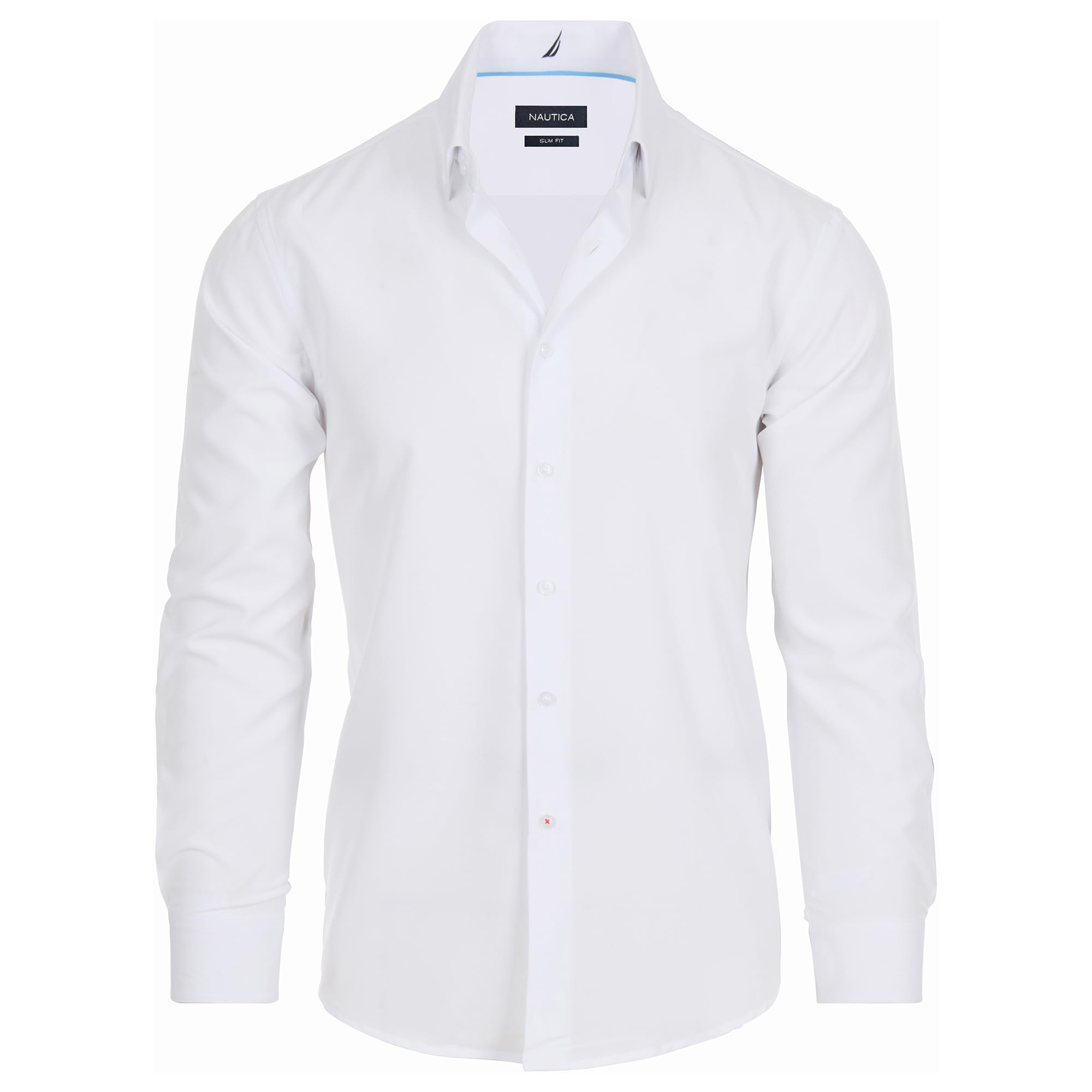 Nautica Slim Fit Mens Dress Shirts Long Sleeve Performance Polyester Fabric Wrin