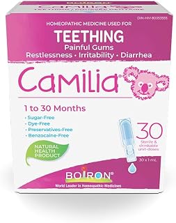 Boiron Camilia Baby Teething, 30 Unit-Doses | For pain, restlessness, irritability and diarrhea due to teething; no sugar, no dye; 1 to 30 months
