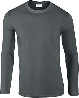 [Gildan] (ギルダン) メンズ ソフトスタイル 長袖Tシャツ カットソー ロングスリーブ トップス 定番 男性用 (S) (チャコールグレー)