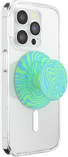 PopSockets: PopGrip Round for Magsafe – Adapter Ring for MagSafe Included – Holder and Grip for Mobile Phones and Case with an Interchangeable Top – Swirl Oasis Keylime