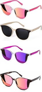 Sumato Women’s Cat Eye Sunglasses with Pink Mirrored Lenses, UV400 Protection
