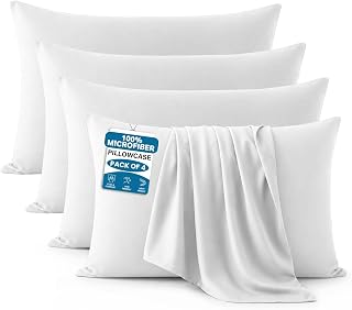 Moonlight Bedding White Pillow Cases 4 Pack (50 x 75cm) Microfibre
