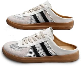 Geerta Women's Fashionable Contrast Mesh Design Lace Up Walking Shoes, Casual Slides Breathable Comfortable Sports Shoes, Female All-Match Round Toe Slip On for Daily Wear Girl