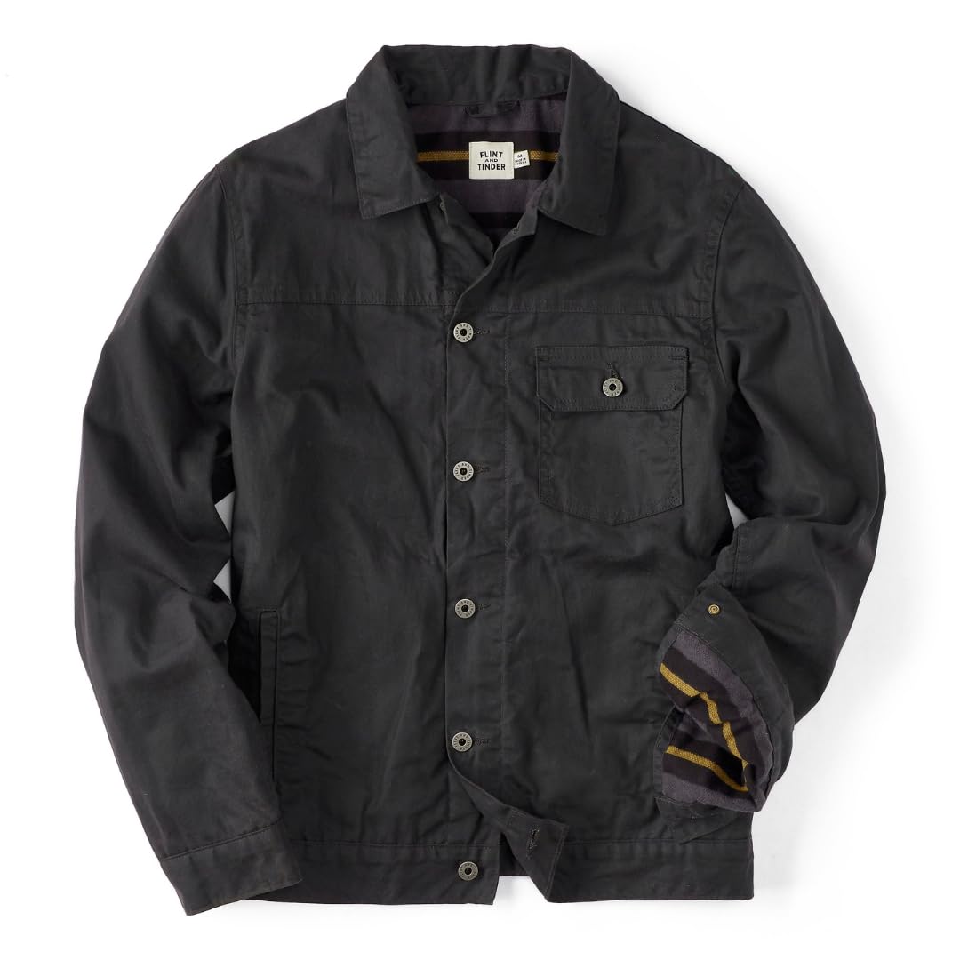 Huckberry Flint and Tinder Men's Flannel-Lined Waxed Trucker Jacket