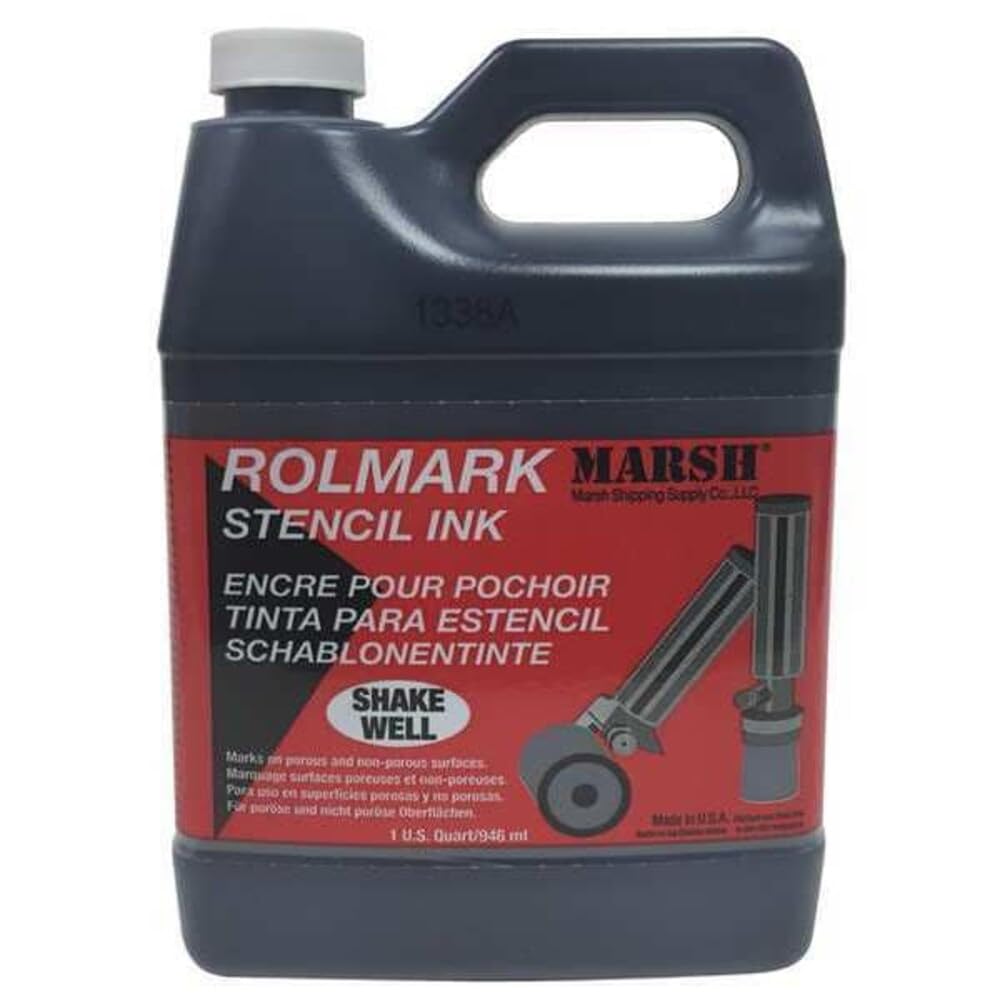 Marsh - 20903 Rolmark Stencil Ink, 1 qt Can, Black
