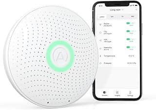 AIRTHINGS Wave Plus Indoor Air Quality Monitor with Radon Detection Free App & Web Dashboard Easy-to-Use Radon, Tvocs, Co2, Temperature, Humidity & Air Pressure “ Bluetooth Battery Operated,White