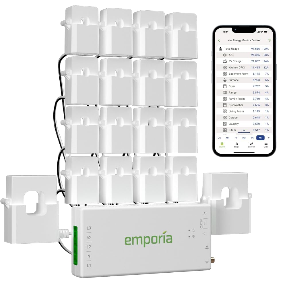 Emporia Gen 3 Smart Home Energy Monitor with 16 50A Circuit Level Sensors - Home