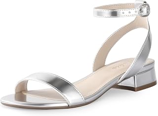 Ankis Black Nude White Red Women Sandals Comfortable Walking Strappy Open Toe Sandals for Women Dressy Summer 1 Inch Low block Heel Flat Adjustable Ankle Strap Wide Available 2023