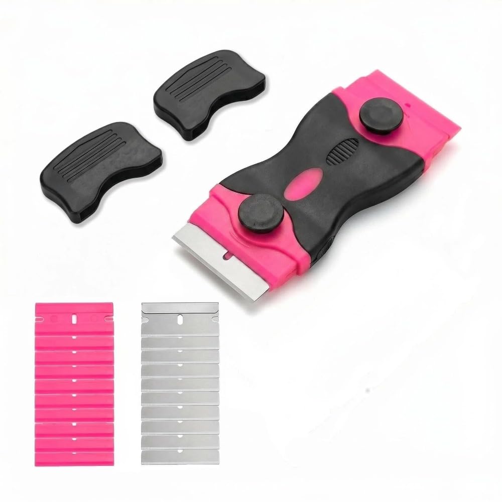 2 in 1 Scraper with 20 Blades (10 Metal, 10 Plastic) Multipurpose Scraper for Gl