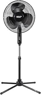 COMFORT ZONE 16" Oscillating Pedestal Fan with Folding Base - Black