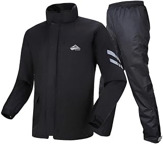 Benke Men's Motorcycle Rain Suit, Lightweight, Easy to Move, Top and Bottom Set, Strong , Bicycle, Golf Wear, Rain Gear, Reflective Tape x Mesh Lining, Waterproof, Windproof, Water Pressure Resistance