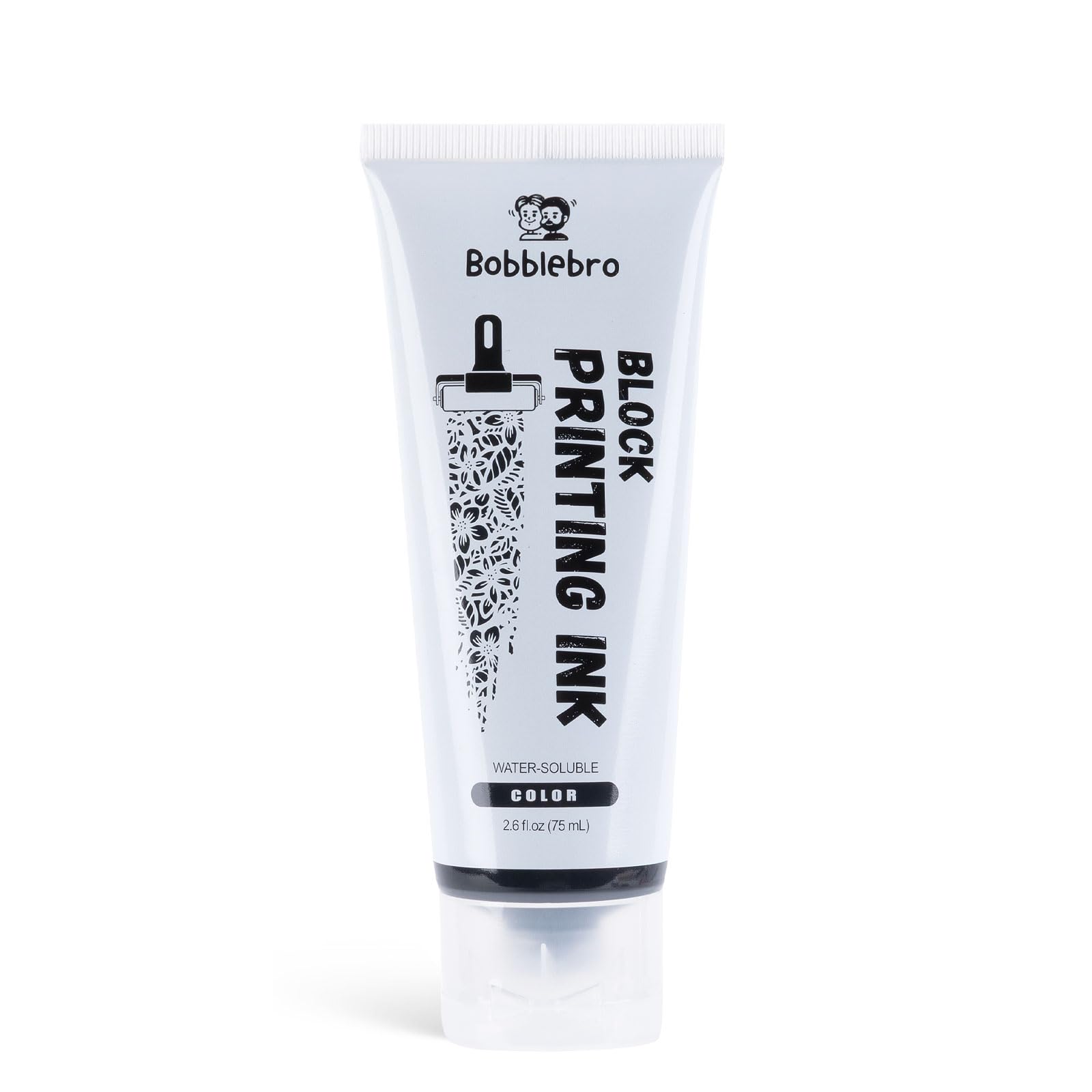 Bobblebro Water-Soluble Block Printing Ink, Black, 2.6 fl oz | Vibrant Color, Sm