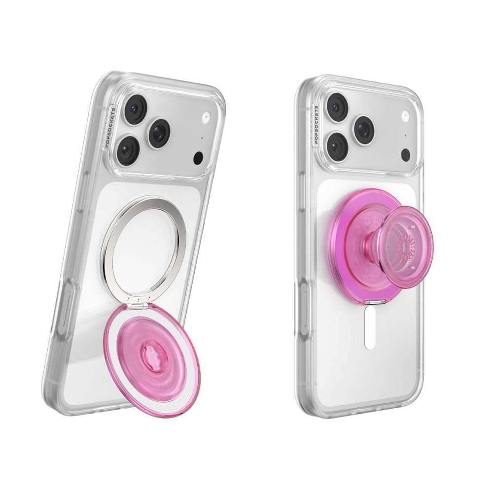 PopSockets MagSafe Pull Out Grip Easel, Translucent Pink