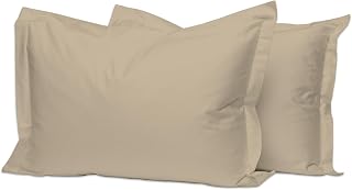 Pizuna 100% Cotton Long Pillow Cases 2 Pack 50x90cm King Size Simply Taupe