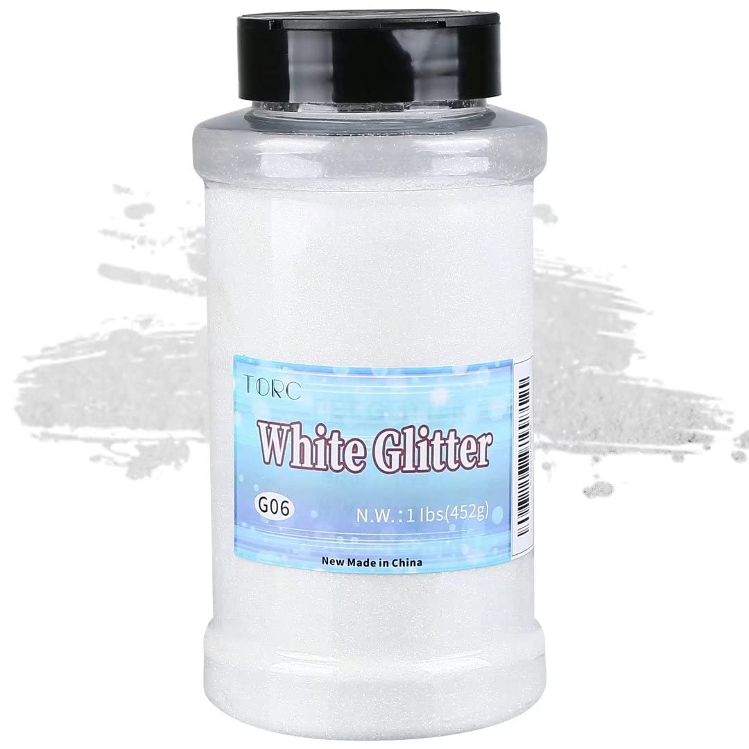TORC White Fine Glitter 1 Pound 16 OZ Glitter Powder for Tumblers Resin Crafts S
