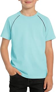 Haloumoning T-shirt a maniche corte raglan per bambini estate girocollo basic t-shirt casual top 5-14 anni