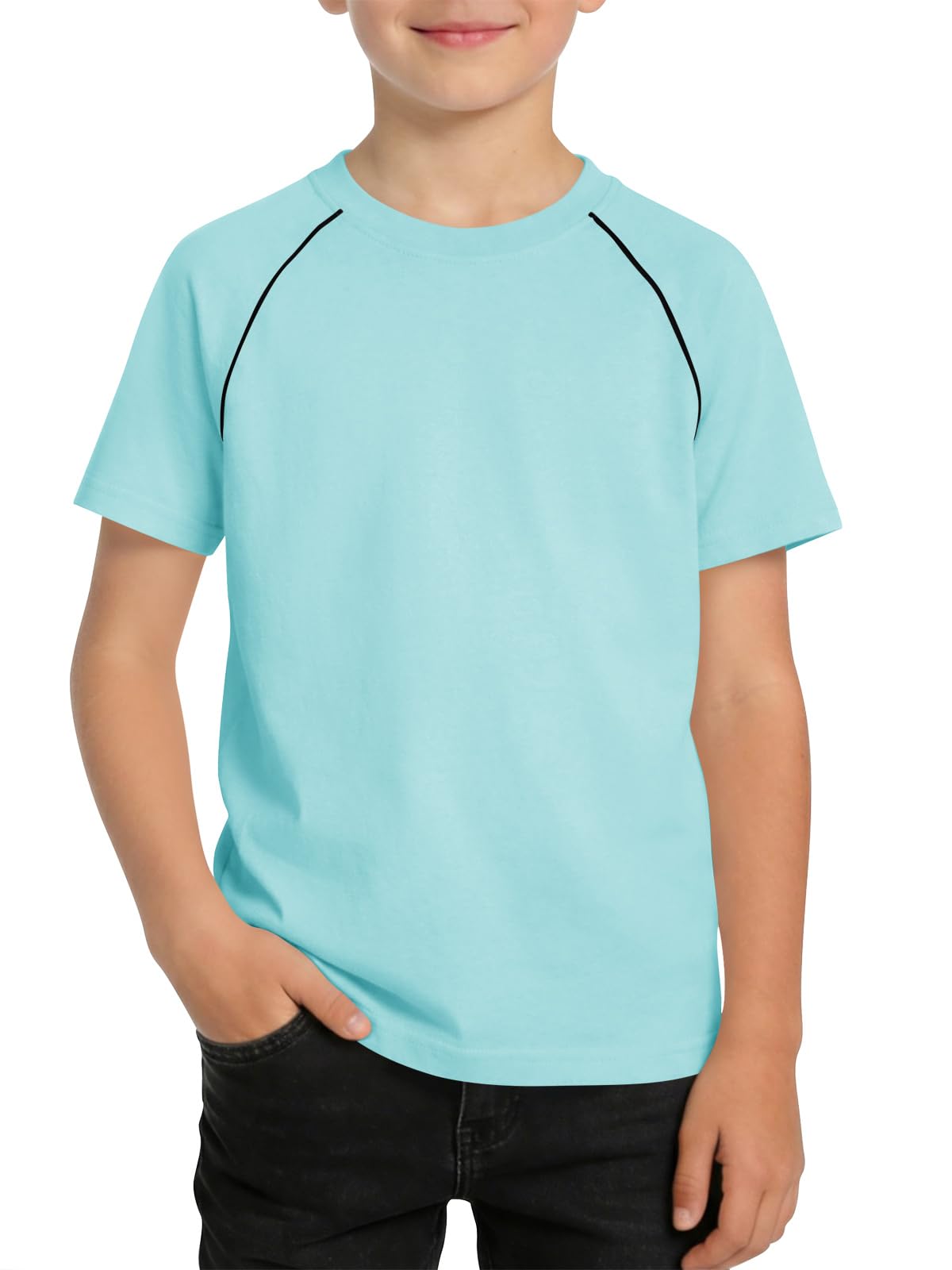 Haloumoning T-shirt a maniche corte raglan per bambini estate girocollo basic t-