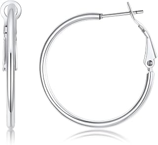 14K Gold Plated Large Hoops, 2mm Thin Hoop Earrings for Women